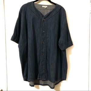Denim Oversized Baseball Style Tunic